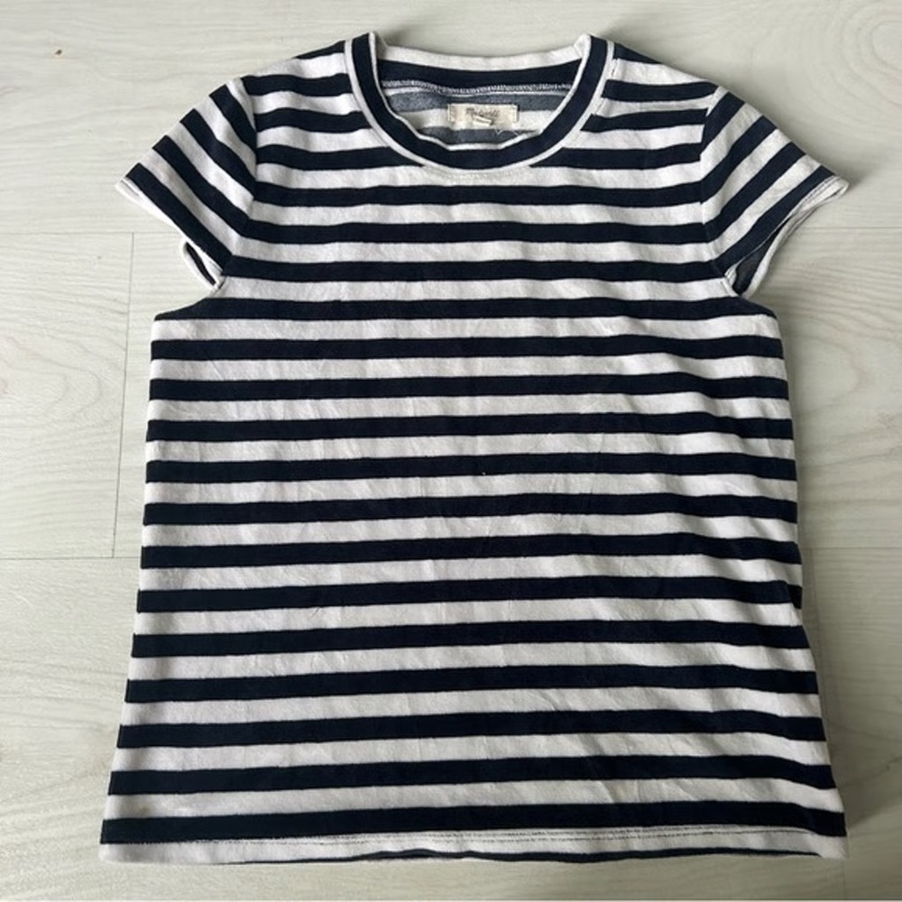 Blue and White Striped Nautical Classic T-Shirt Size Small
